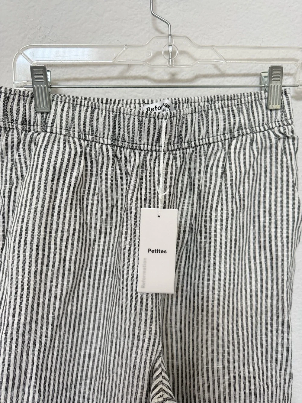 Reformation Ava Linen Pant Vineyard Stripe Petite Small